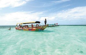 A Marine Paradise Surrounded by Reefs and Crystal Clear Turquoise Waters in the Caribbean